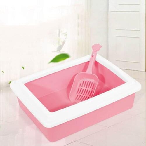 Open Rectangular Plastic Litter Box Semi-closed Pet Cat Potty Cat Toilet Cat Toilet Training Kit Cat Bedpans Supplies Products