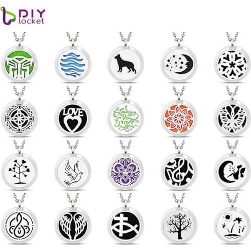 316L Stainless Steel Round 30mm Aromatherapy Necklace Diffuser Pendant Essential Oil Diffuser Necklace AA181-200