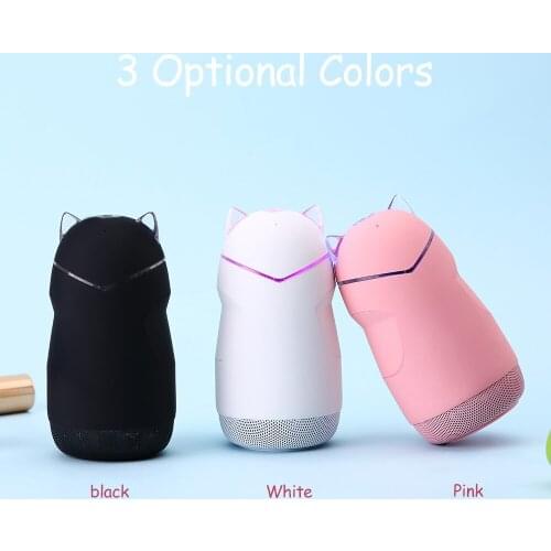 Portable Mini Creative Bluetooth Speaker Cartoon Cat with Led Light Supports TF Card To Play Hands-free Calls