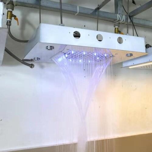 Ceiling Shower Head Rainfall Showerhead Big LED Colors Bathroom Showers Faucet Waterfall Saving 360*500mm Shower Panel Polished