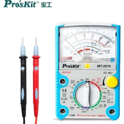 Free Shipping ProsKit MT-2019 Protective Function Analog Multimeter Safety Standard Professional Ohm Test Meter Tester Analog