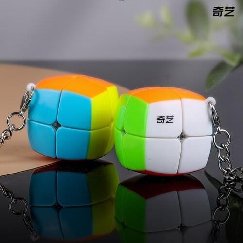 QiYi Mini 2x2x2 Magic Keychain Cube Pendant Chain Key Ring Speed Puzzle Cubes Toys For Children
