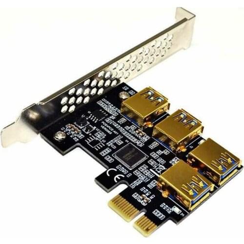 Hot PCIE PCI-E PCI Express Riser Card 1x to 16x 1 to 4 USB 3.0 Slot Multiplier Hub Adapter For Bitcoin Mining Miner BTC Devices