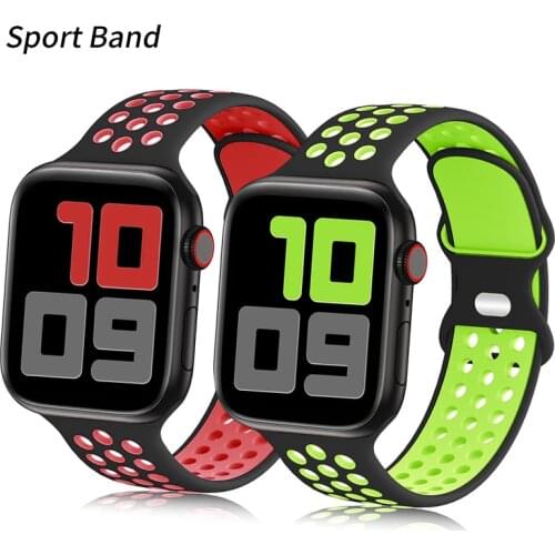 Silicone Strap For Apple Watch band 44mm 40mm 38mm 42mm 44 mm soft Breathable watchband correa bracelet iWatch 3 4 5 6 se band