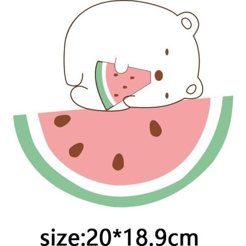 Cartoon Patch Iron On Transfer For Clothes Children T Shirt Thermo Stickers Patches WatermelonBear Heat Transfer Thermal Stripes