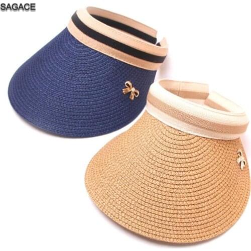 SAGACE Hot Summer 2020 Women Sun Hat Hoilday Floppy Straw Hat Ladies Hand Made DIY Beach Foldable Straw Empty Top Beach Cap A310