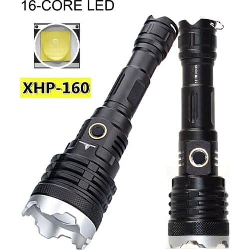 XHP160 strong light flashlight super bright hunting flashlight USB rechargeable LED flashlight zoom home outdoor flashlight