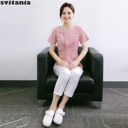 Beauty Salon Workwear Short Sleeve Skin Management Nail Tech Uniform Manicurist Uniform Clothing Hairdresser