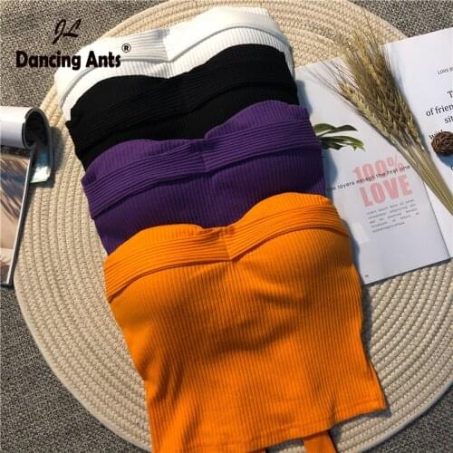 Women Knitted Tank Top Woman Tube Tops Strapless Female Crop Tshirt Dropshipping Korean Japnese European Style