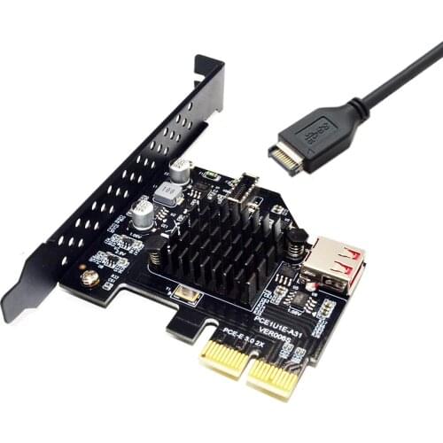 USB 3.1 Front Panel Socket & USB 2.0 to PCI-E Express Card Adapter for Motherboard