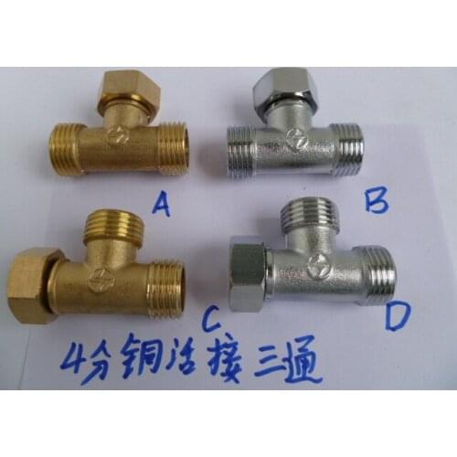 Vidric 4 points copper live joint tee inside and outside teeth Water heater joint plating tee Water pipe joint Copper fittings