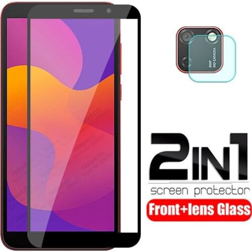 On honor 9s glass 2 in 1 camera protective glass for huawei honor 9s xonor 9 s s9 honor9s 5.45" dua-lx9 screen protector 3D Film