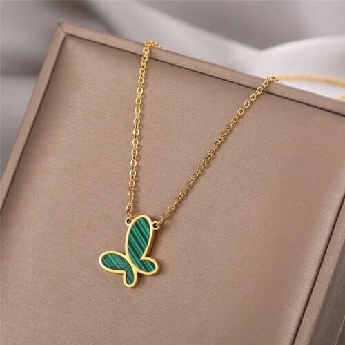 New Shell Butterfly Necklace for Women Luxury Brand Stainless Steel Pendants Necklaces Fashion Show Jewelry Z102