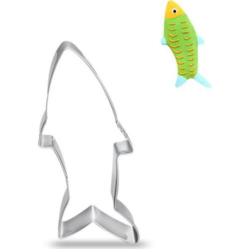 1pcs patisserie reposteria gateau Cartoon Fish Metal Cookie Cutter Chocolate Cupcake Toppers Pastry Shop Fondant Cake Decor Tool