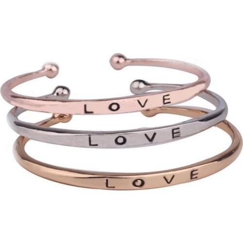 1pcs Simple Women Screw Hand LOVE Cuff Bracelet Charm Open Bangle Jewelry Xmas Wedding Gift