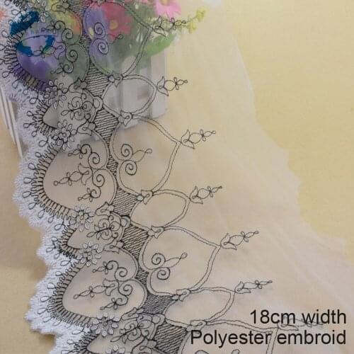 10yards 18cm width white cotton embroided lace ribbon guipure trim DIY wedding Accessories dolls lace french lace applique#2998