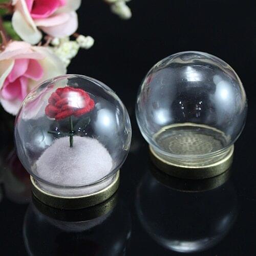 2PCS Little Prince Rose Glass Globe with Pendant Base DIY Glass Dome glass vial pendant Glass Vials Pendant