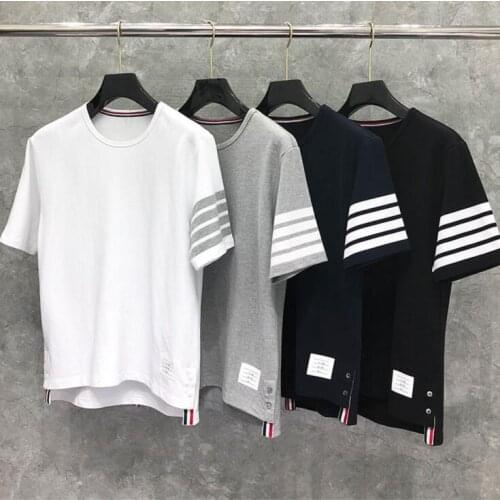 2021 Fashion Brand T-Shirt Men Women Short Sleeve Casual Clothing Solid Striped Summer O-neck Cotton Shirts