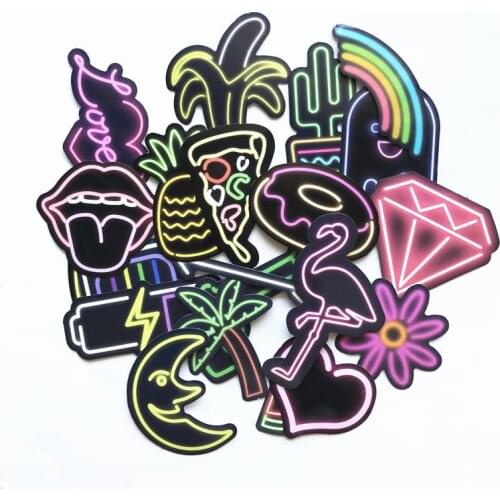 TD ZW 21Pcs/lot Colorful LED Style Funny Stickers For Car Laptop Suitcase Computer Bicycle Phone Skateboard Pad Decal Sticker