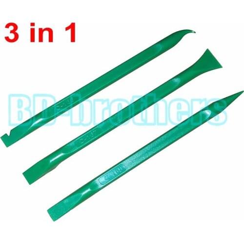 3 in 1 Green Pry Tool , 155mm Prying Opening Tools Plastic Crowbar for Flat Cable / Screen / Housing Repair 300sets/lot