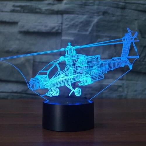 Helicopter 3d Light Fixtures Seven Colours Touch Charging Led Usb 3d Lamp Remote Control Gradual Decorative Led Night Light