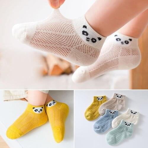 5 Pairs/Lot Children Cotton Socks For Boys Girls Spring Summer Breathable Cute Cartoon Thin Mesh Short Sock For 1-12 Years Kids