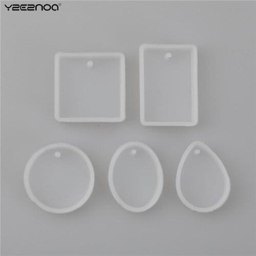 5Pcs/set Jewelry Making Molds Silicone Moulds DIY Tools Shapes Gem Charm Pendant With Hanging Hole