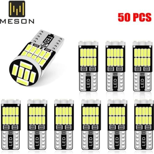 50Pc T10 Led Canbus W5W Led Car Interior Light 26led 4014smd 194 168 620 No Error Reading Dome Light Instrument Plate Lamp 6000K