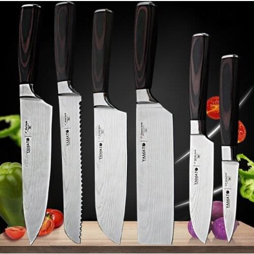 8"Inch Chef Knife Japanese Kitchen Knives Laser Damascus Pattern Sharp Santoku Cleaver Slicing Utility Knives Tool Edc New