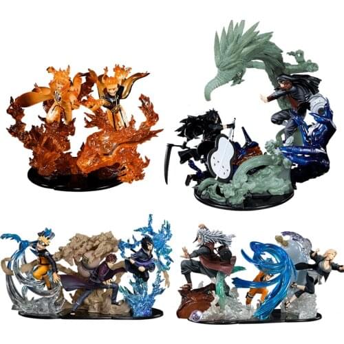 Bandai Genuine NARUTO Namikaze Minato Naruto Jiraiya Uchiha Sasuke Gaara Action Figure Ornament Model Toys