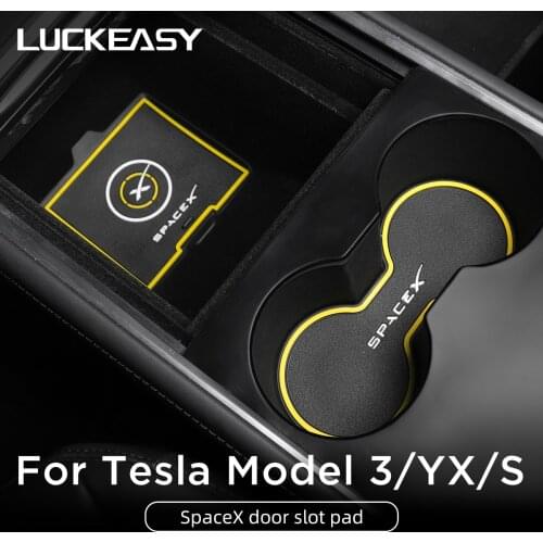 LUCKEASY Car Interior Mat For Tesla Model 3 Model Y Model S Model X Door Groove Center Console Storage SPACEX Non-slip Pad