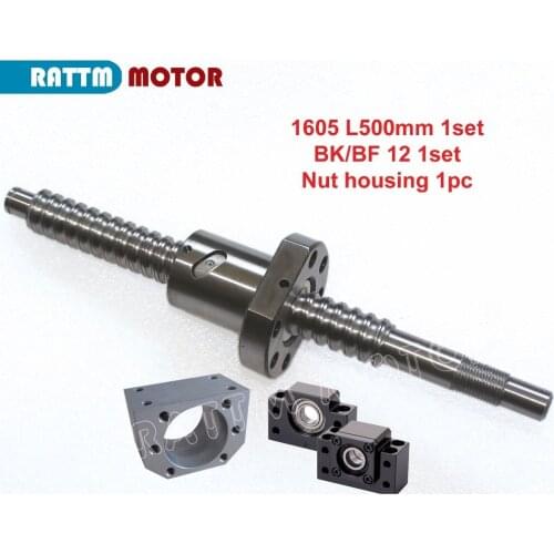 EU Delivery! SFU1605 Ballscrew-L500mm end BK/BF12 machined with nut & BK/BF12 Support & Nut housing CNC ruter machine