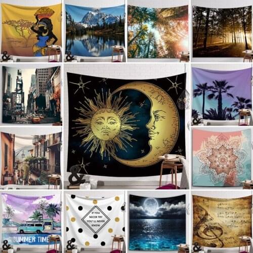 Indian Mandala Sun Moon Tapestry Wall Hanging Art Printed Bedroom Decor Bedspread Cover Throw Beach Mat Pattern Shipped Randomly