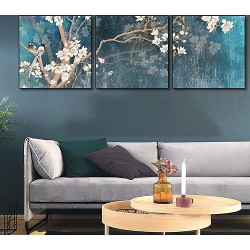 Retro Flowers Birds Posters And Prints Chinese Canvas Painting Wall Art Pictures For Living Room Home Aisle Decoration