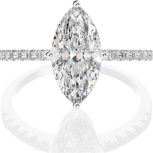 Classical 925 Sterling Silver Horse-eye Simulate Moissanite 5a Zircon Lab Diamond Wedding Engagement White Rings For Girlfriend