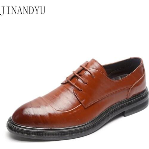 Genuine Leather Dress Business Shoes Man Brand Wedding Shoes for Men Oxford Shoe Men Elegant Brown Black Formal Shoes Male New