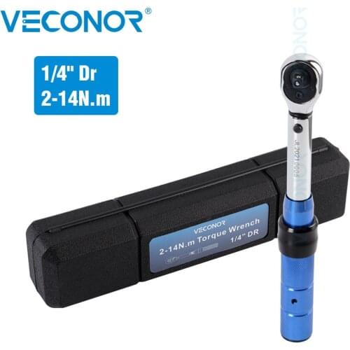 2-14Nm Torque Key Wrench Tool 1/4 inch Dr Two-Way Precise Preset Mirror Polish Torque Spanner Workshop Tool for Repairing