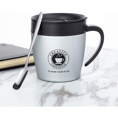 300ml Coffee Thermos Mug Stainless Steel Vacuum Flask Insulated Cup Water Cups With Handle Lid and Mixing Spoon