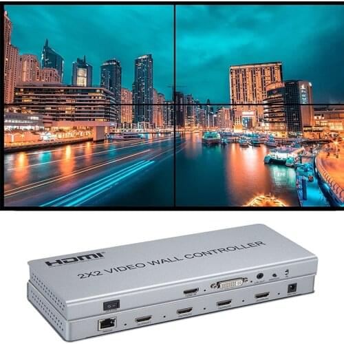 Video Wall controller 2 x 2 video Wall Processor Support DVI or HDMI input to 4X HDMI out with audio&RS232 control