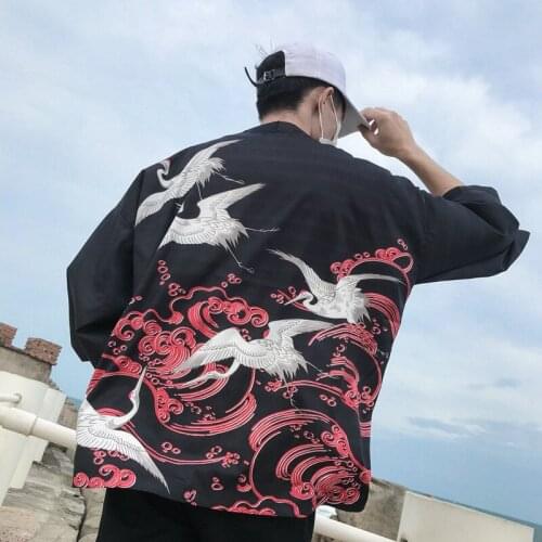 Red-crowned In National Hanfu Tang Costume Sunscreen Cloak Pity Kimono traditional japanese fashion vintage clothing kimonos