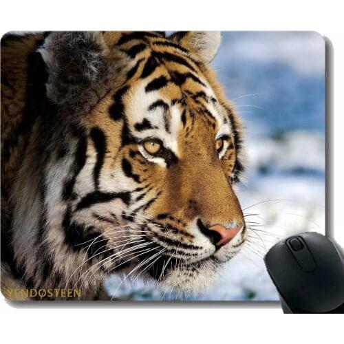 Mouse Pad With Locking Edge,Tiger Predator Snow Big Cat Watch 57673 Mouse Pads