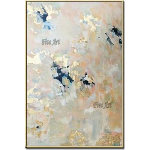 Real Hand-painted Home Decoration Show Piece Golden Foil Oil Painting Canvas Art Unframed Wall Decor Piece Wall Artwork Painting