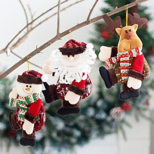 New Year 2022/Cloth Art Santa Snowman Elk Dog Bear Doll/Decor For xmas Tree Ornaments/Christmas Pendant/Childrens Giftsnavidad