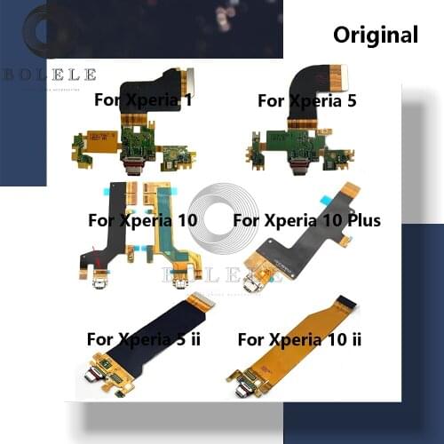 Original For Sony Xperia 1 5 10 Plus + II 1-II 5-II 10-II USB Charge Port Dock Connector Plug Charger Board Charging Flex Cable