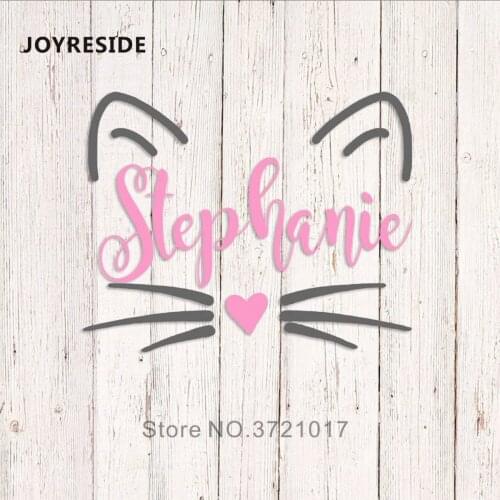 Personalized Custom Name Wall Sticker Cute Cat Face Wall Decals Home Kid Bedroom Baby Girl Gift Wall Decor Rooms Decoration M496