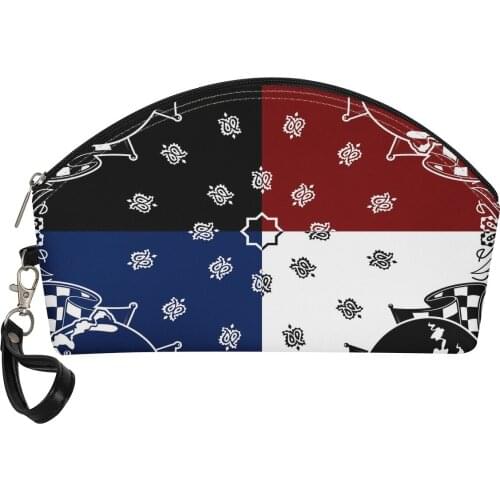 Polynesian Traditional Tribal Printed PU Leather Bandana Cosmetic Bag Customized Cosmetic Bag New Design Girl fashion handbag