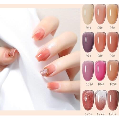 Jelly Gel 7.3ml Ice Nude Color Nail Gel Polish Pink Color Transparent Clear Nail Varnish Soak Off UV LED Tea Color Nail Polish