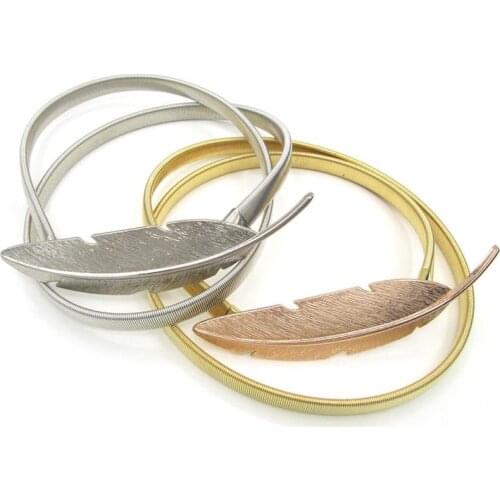 Womens Belt Stretchy Fashion Alloy Women Chain Belt Feather Female Adjustable Skinny Belt Metal Belt For Women