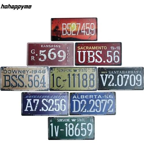 Retro Metal License Plate Signs Wall Decoration Vintage Metal Art Bar Home Restaurant Decor Metal Signs 15x30cm