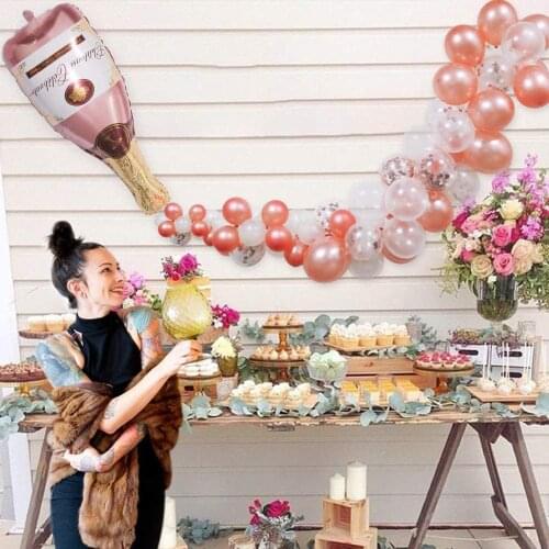 1Set Large Champagne Cup Bottle Foil Balloons Gold confetti Latex Balloon Wedding Birthday Party Globos Decorations Supplies